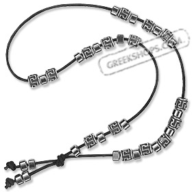 Worrybeads with Metal Greek Key Motif Beads