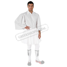 White Shirt for Mens Greek Tsolia Costume
