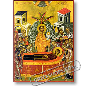 The Dormition of the Virgin Mary (7.5x10") Hand-made Icon