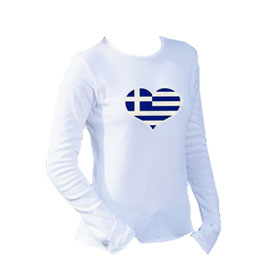 Heart Shaped GREECE Flag Longsleeve Shirt 1247b