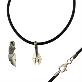 Sterling Silver Necklace w/ Rubber Cord - Corinthian Helmet (18mm)