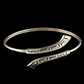 Sterling Silver Cuff Bracelet - Long Greek Key
