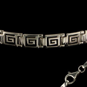 Sterling Silver Bracelet - Greek Key Square Links (6mm)