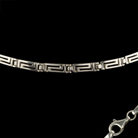 Sterling Silver Bracelet - Greek Key Motif Long (3mm)