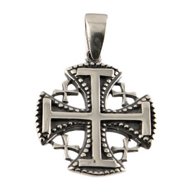 Sterling Silver Pendant - Greek Orthodox "Jerusalem" Cross (24mm)
