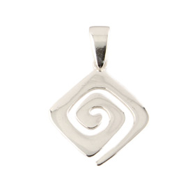 Sterling Silver Pendant - Greek Key Motif Rounded (17mm)