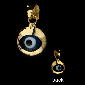 14k Gold Pendant Two Sided - Evil Eye (9mm)