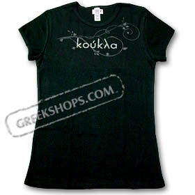 Women's Koukla Fitted Rhinestone Swirl Pattern Crew Top Special 30% Off