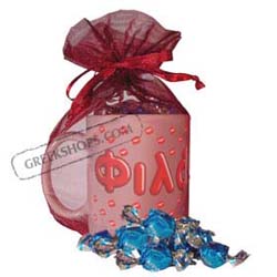 Greek Kisses Mug Valentine Gift Package with Chocolate