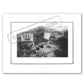 Vintage Greek City Photos Peloponnese - Lakonia, Kastania, Town Square (1910)