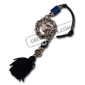Good Luck Charm with blue glass and pomegranate 121105