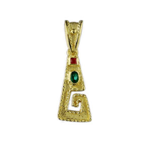 The Theodora Collection - 24k Gold Plated Sterling Silver Round Byzantine Greek Key Shaped Pendant