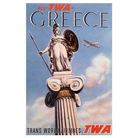 Vintage Greek Advertising Posters - TWA Greece