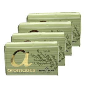 Papoutsanis Greek Aromatic Soaps - Amber & Cedar (Tabac), 4 bars x 125gr w/ Free US Shipping