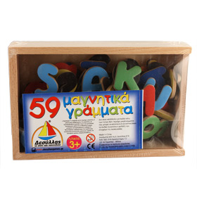 59 Magnetic Lower Case Greek Letters w/ Wooden Case 3+, By Desyllas Games