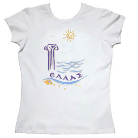 Greek Island Hellas Women's Tshirt Style 135B