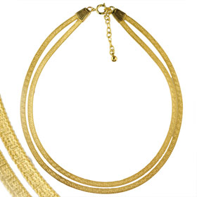 The Prestige Collection - Gold Overlay Greek Key Double Necklace