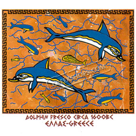 Minoan Dolphin Fresco T-shirt Style 12