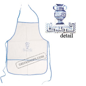 Greek Neck Apron Greek key and Vase embroidery
