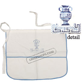Greek Waist Apron Greek key and Vase embroidery