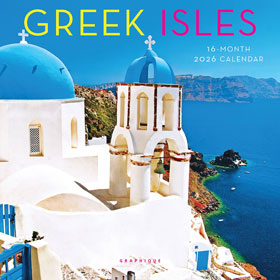 Greek Islands 2026, Mini Wall 16 month Calendar