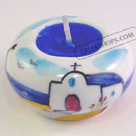 Small Greek porcelain candle