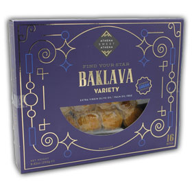 Authentic Greek Baklava Variety, Caramel,Pistachio, Almond, and Hazelnut