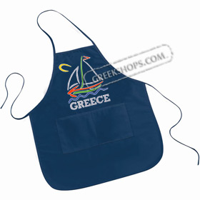 Large Pocketed Apron - Greek Island Style D311