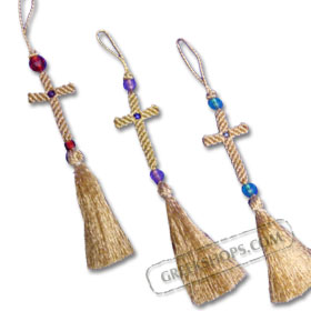Religious Handmade Gold Thread Komboskini Cross 