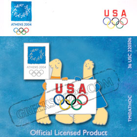 Athens 2004 Mascots w/ USOC Flag Pin