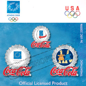 Athens 2004 Coca Cola Spinning Mascot Bottle Cap Pin