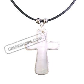 Mother of Pearl Cross Necklace Style 100408