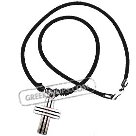 Greek Cross Necklace w/ Rubber Cord Style 100429