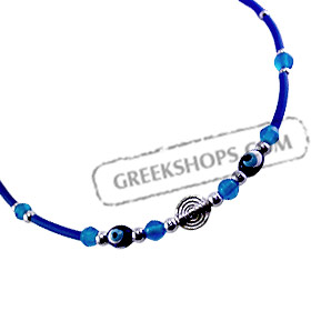 Necklace w/ Evil Eye Beads and Swirl Motif 41cm