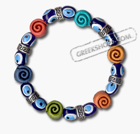 Stonewashed Bead Bracelet with Greek Key