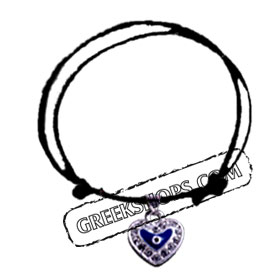 Rhinestone Heart w/ Evil Eye Adjustable Bracelet BI1065 (4 Color Options)