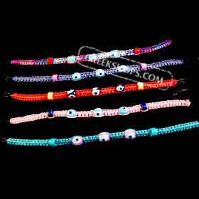 Wooven Sisal Fiber Bracelet w/ Evil Eye Beads Style BM170