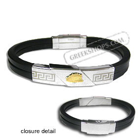 The Hephaestus Collection - Rubber Bracelet with 18k Gold Emblem - Parthenon