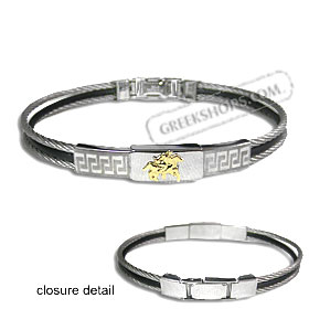The Hephaestus Collection - Rubber and Steel Bracelet with 18k Gold Emblem - Warrior