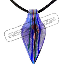 Murano Glass Teardrop Pendant - Blue & Silver