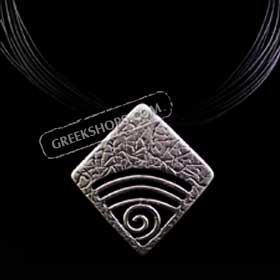 The Byzantium Collection - Diamond Shaped Necklace w/ Mosaic and Swirl Motif