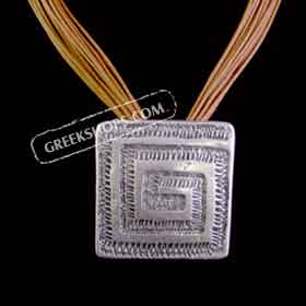 The Byzantium Collection - Square Shaped Necklace w/ Greek Key Motif