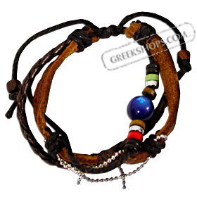 Greek Leather & Suede Cord Bracelet with Beads B172