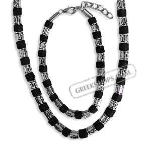Ancient Greek Necklace and Bracelet Set - Serpent Motif and Lava Beads KO54
