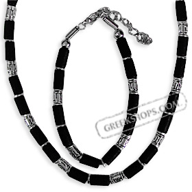 Ancient Greek Necklace and Bracelet Set - Serpent Motif and Lava Beads KO90