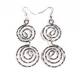 Hammered Double Spiral Earrings w/ French Hooks 