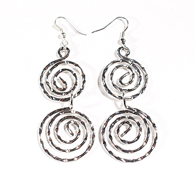 Hammered Double Spiral Earrings w/ French Hooks 