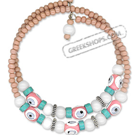 Spiral Mati Evil Eye Bracelet with Pink Seed Beads BI30