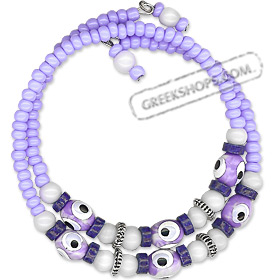 Spiral Mati Evil Eye Bracelet with Purple Seed Beads BI30
