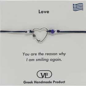 The Filia Bracelet Collection:: Heart shaped arrow adjustable Macrame Dark Blue Bracelet